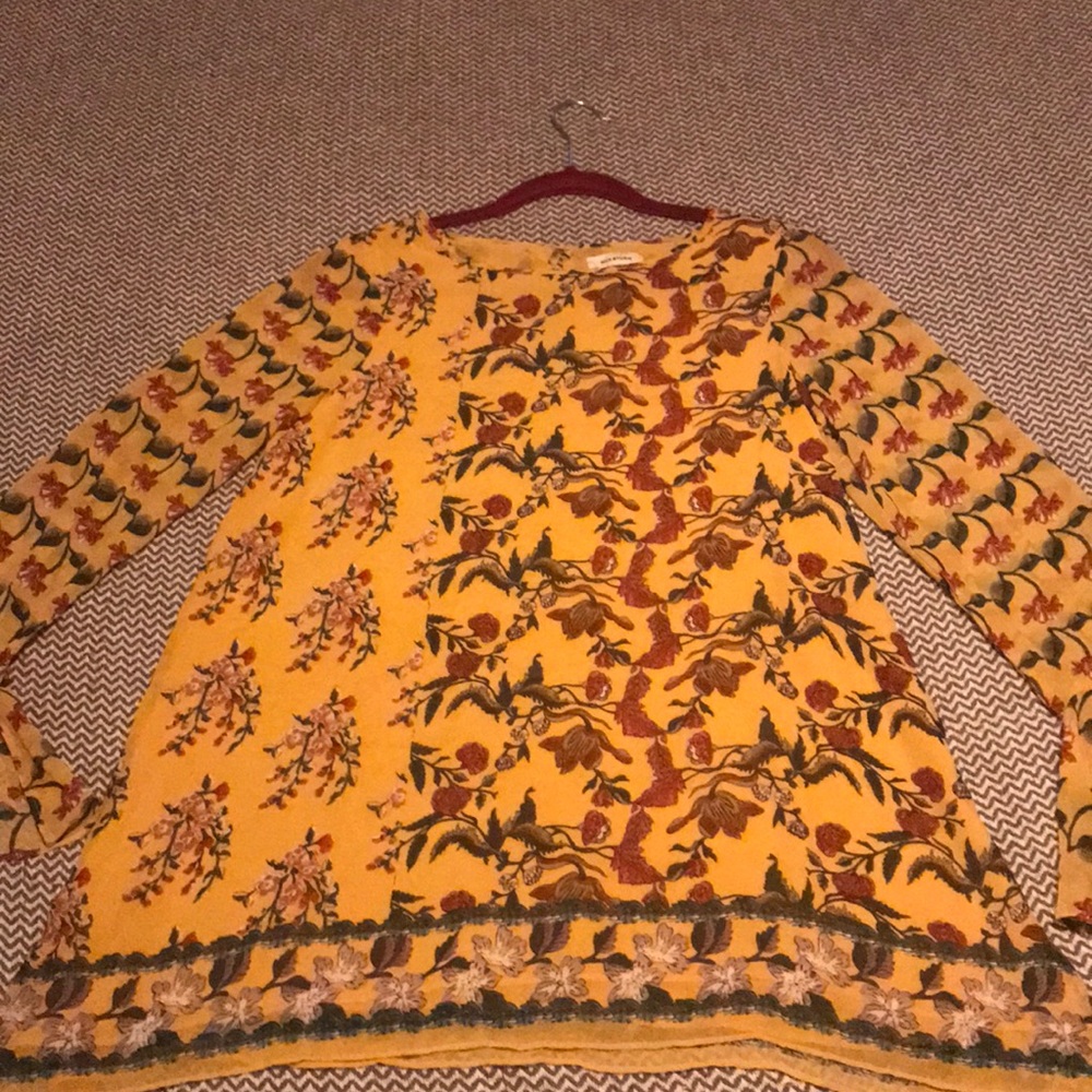 Yellow floral long sleeve blouse